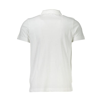 Back view of Cavalli Class White Cotton Men Polo Shirt showcasing quality fabric and classic design.