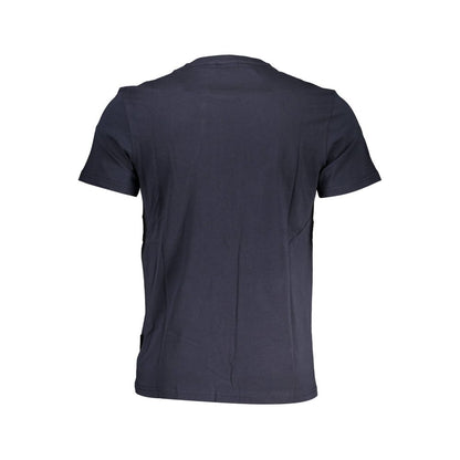 Back view of Napapijri Blue Cotton Men T-Shirt showcasing premium cotton material and classic design.