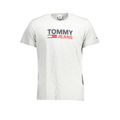 Tommy Hilfiger Brown Cotton Men T-Shirt with logo, organic short sleeve crew neck for fashion-forward individuals.