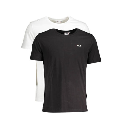 Fila White Cotton Women T-Shirt and Black Tee Duo with Logo