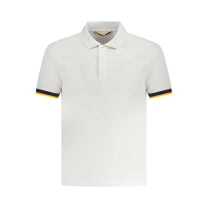 K-WAY White Cotton Polo Shirt with short sleeves, 2 buttons, contrasting details, and logo application.