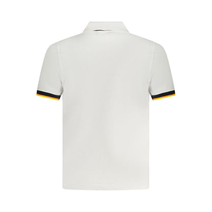 Back view of K-WAY White Cotton Polo Shirt with short sleeves and contrasting details.