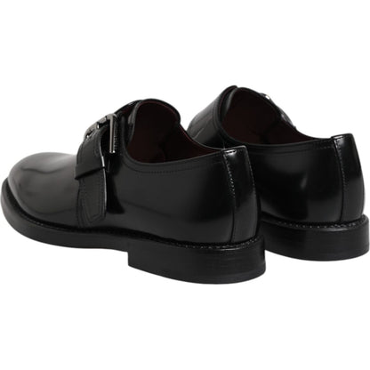 Dolce & Gabbana Black Leather Monk Strap Derby Formal Shoes