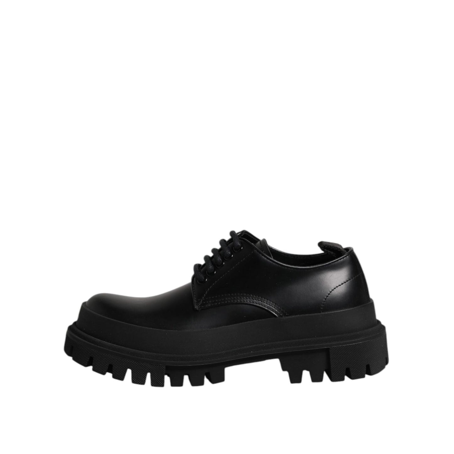Dolce & Gabbana Black Leather Lace Up Derby Men Dress Shoes