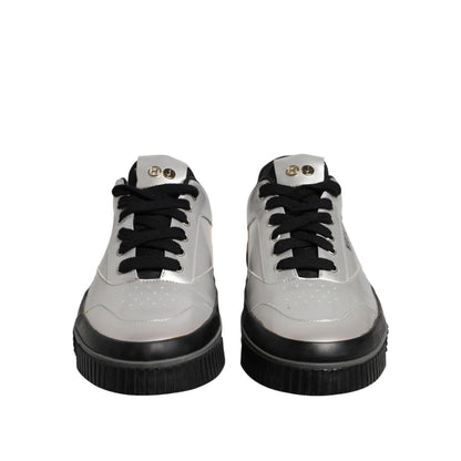 HIDE & JACK Metallic Silver Low Top Lace Up Sneakers Shoes