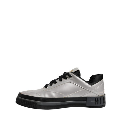 HIDE & JACK Metallic Silver Low Top Lace Up Sneakers Shoes