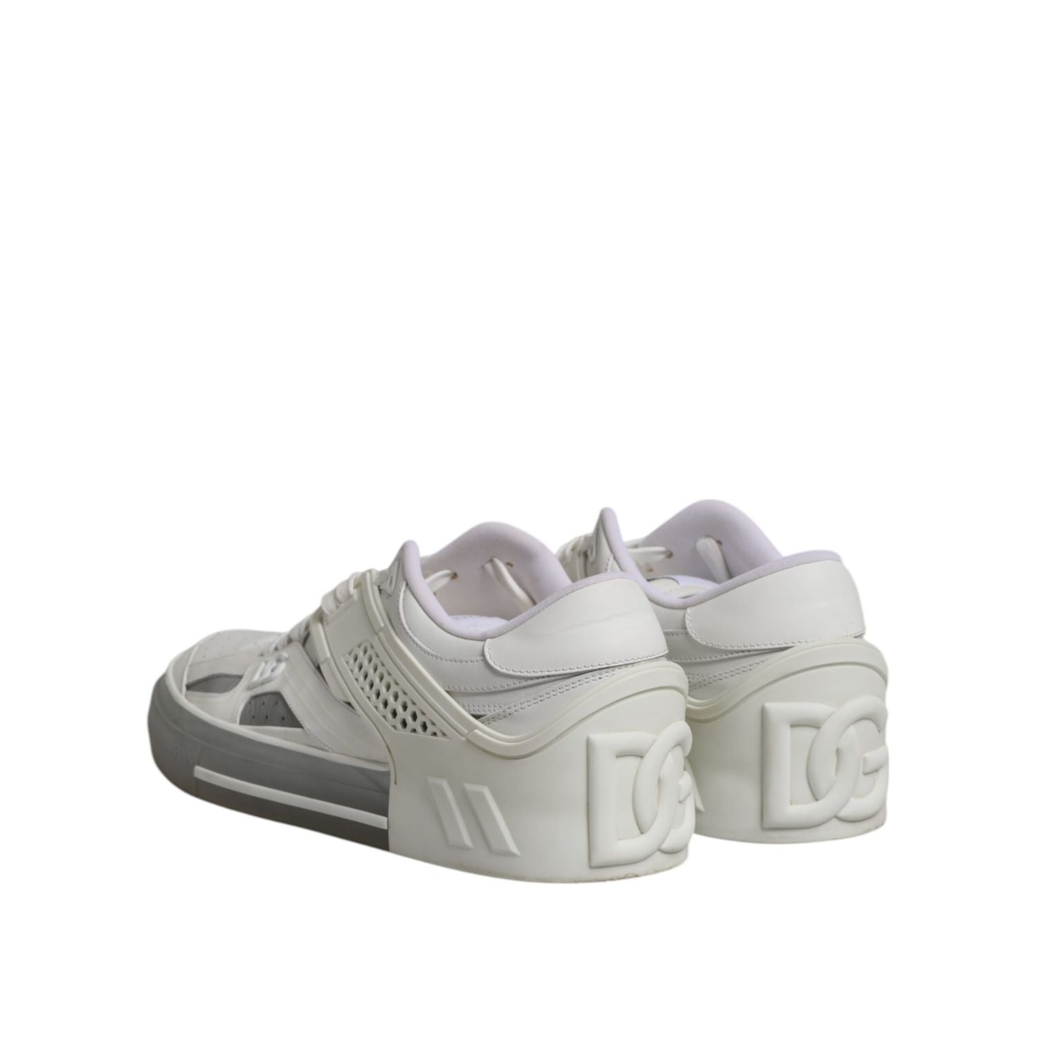 Dolce & Gabbana White Low Top DG Embossed Men Sneakers Shoes