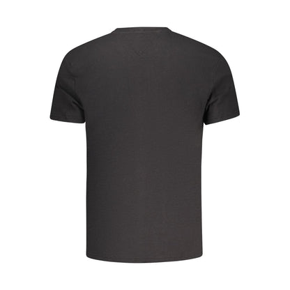 Back view of Tommy Hilfiger Black Cotton Men T-Shirt showcasing classic design and fabric quality.