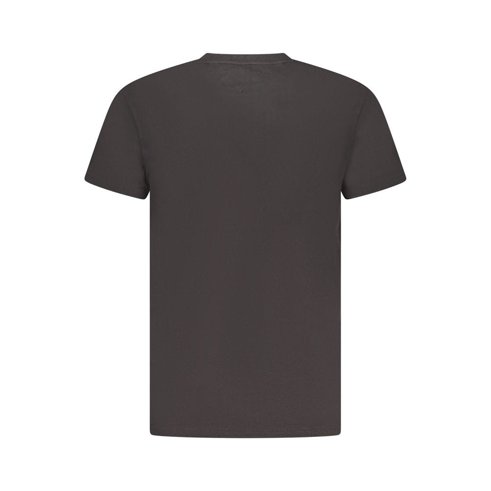 Tommy Hilfiger Black Cotton Men T-Shirt, back view, showcasing regenerative cotton and iconic style for sustainable fashion.