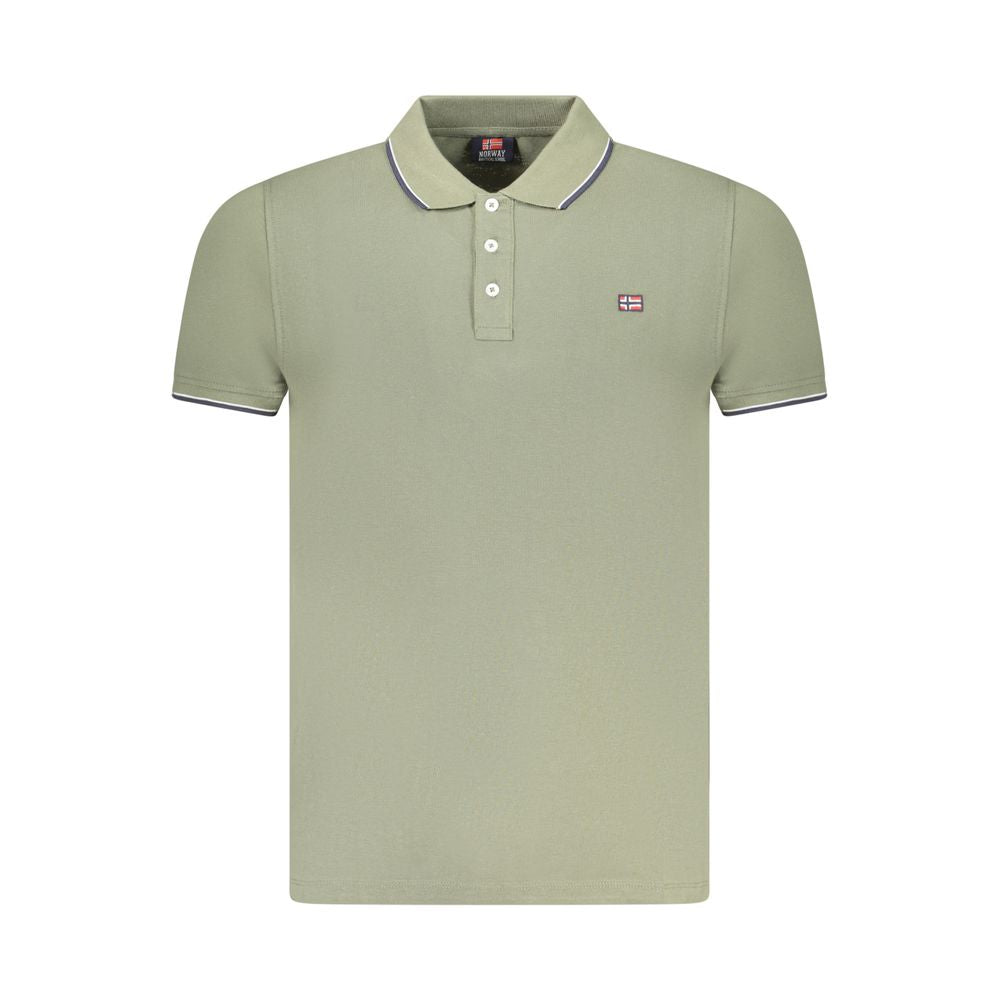 Norway 1963 Green Cotton Men Polo Shirt with three-button detail and logo appliqué, crafted from premium cotton for style and comfort.