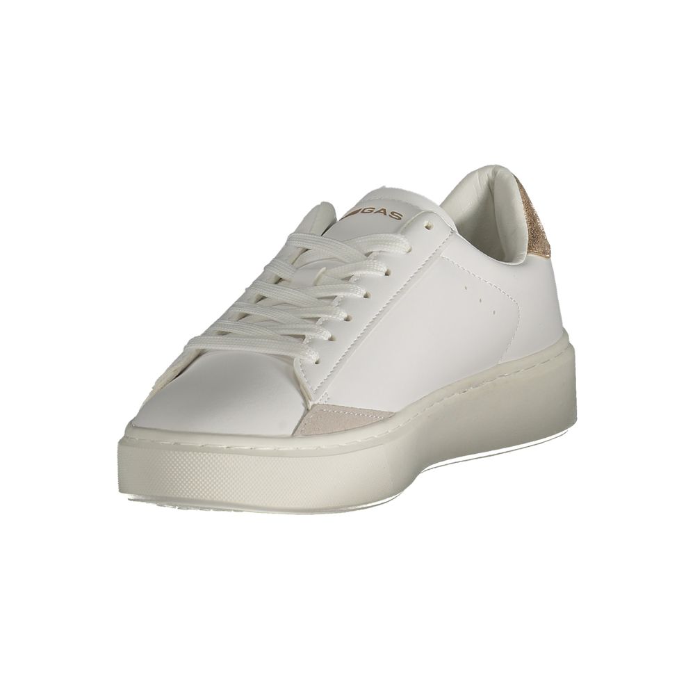 Gas White Polyester Women Sneaker with bronze accents and sleek design, perfect for fashion-forward women seeking style and comfort.