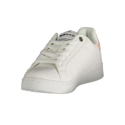 Gas White Polyester Women Sneaker with pink accents, stylish and trendy design.