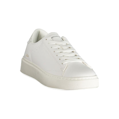 Gas White Polyester Women Sneaker with silver accents and Gas logo, Leonard LTX, stylish and athletic design, perfect for trendsetters.