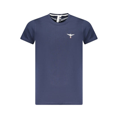 Accademia Militare Blue Cotton T-Shirt with eagle ball logo, short sleeves, and crew neck design.
