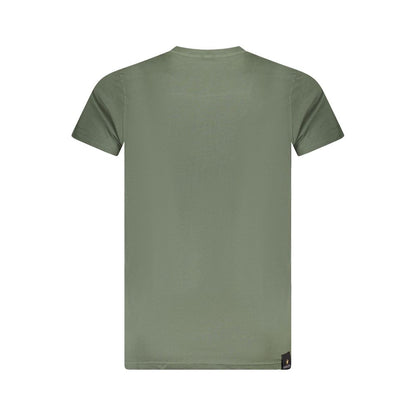 Accademia Militare Green Cotton T-Shirt with short sleeves and crew neck, featuring a logo print, perfect casual wear for summer.