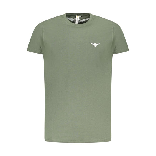 Accademia Militare Green Cotton T-Shirt with eagle logo, short sleeves, and crew neck
