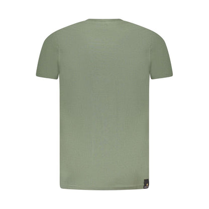 Back view of Accademia Militare Green Cotton T-Shirt with short sleeves, crew neck, and logo print design.