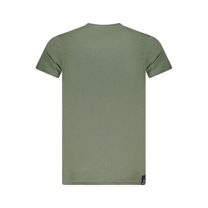 Accademia Militare Green Cotton T-Shirt, back view, short sleeve, crew neck design, featuring big eagle print and logo.