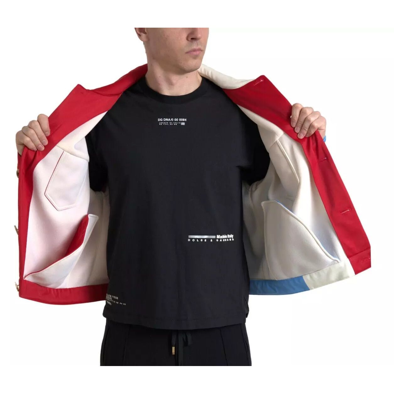 Dolce & Gabbana Multicolor Polyester Collar Short Jacket