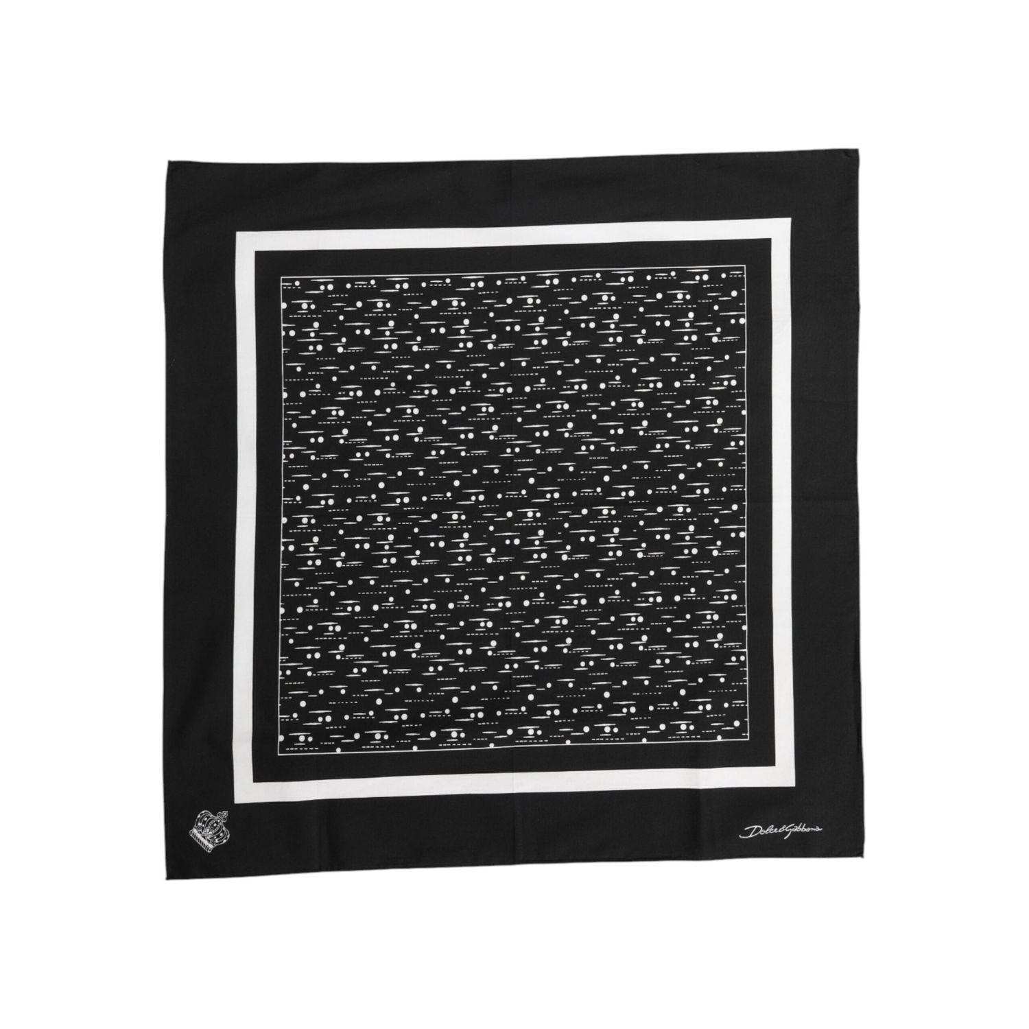 Dolce & Gabbana Black White Printed Square Foulard Scarf