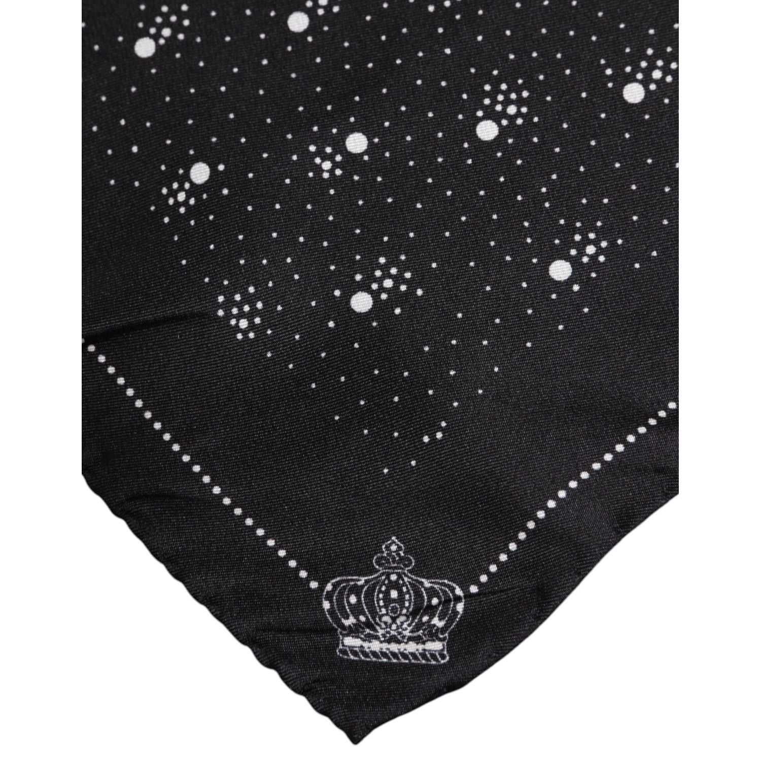 Dolce & Gabbana Black White Printed Square Men Foulard Scarf