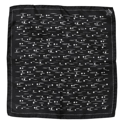 Dolce & Gabbana Black White Printed Square Men Foulard Scarf
