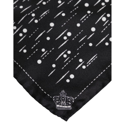 Dolce & Gabbana Black White Printed Square Men Foulard Scarf