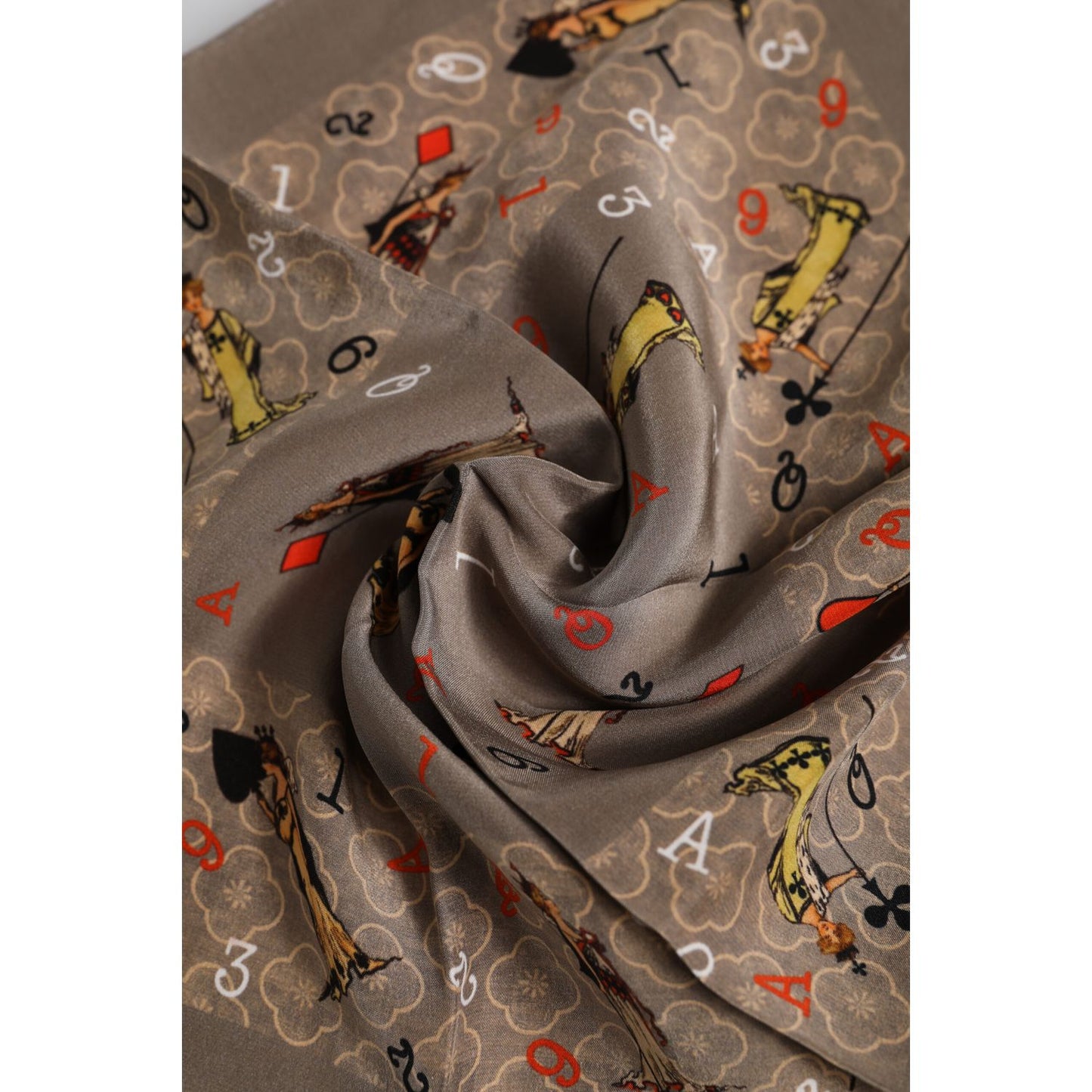 Dolce & Gabbana Brown Silk Printed Square Men Foulard Scarf