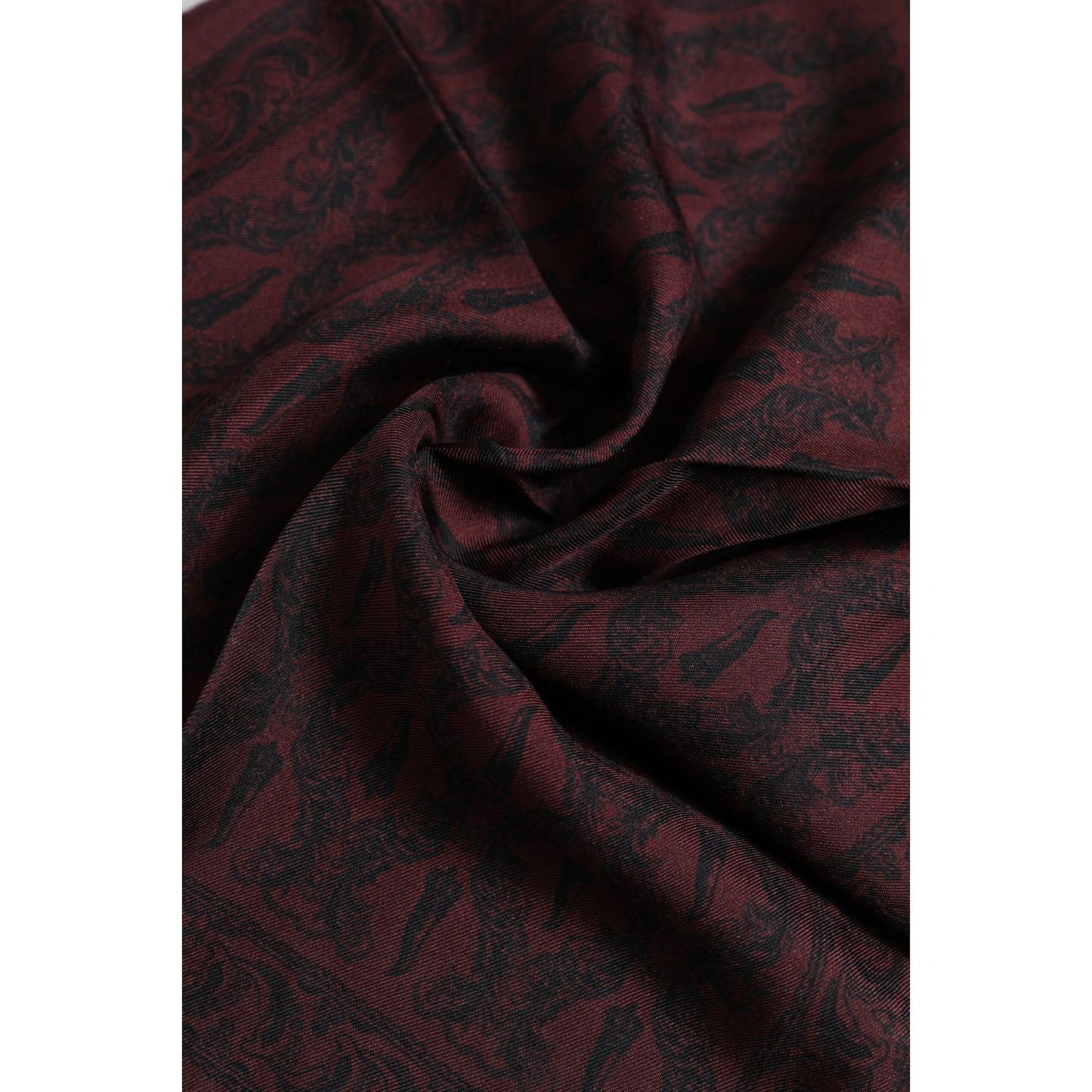 Dolce & Gabbana Maroon Black Printed Square Men Foulard Scarf