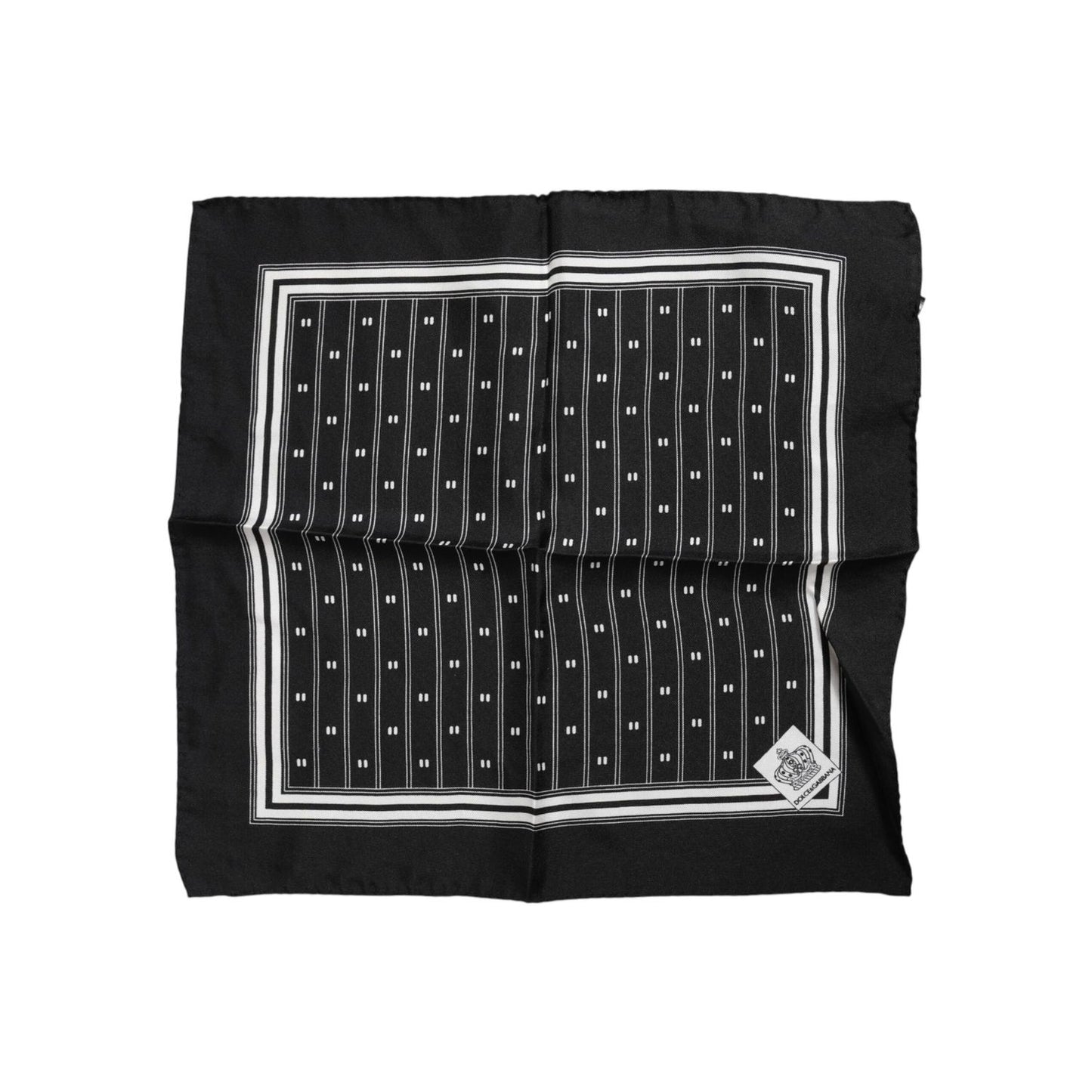Dolce & Gabbana Black White Printed Silk Square Foulard Scarf