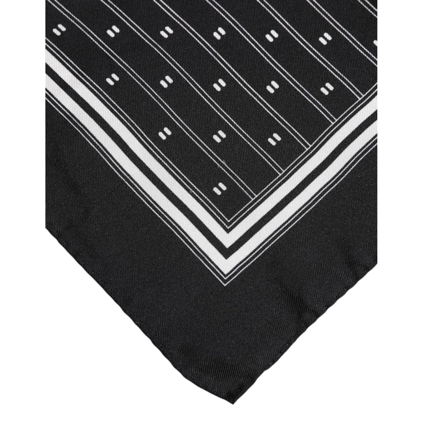 Dolce & Gabbana Black White Printed Silk Square Foulard Scarf