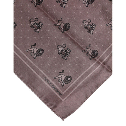 Dolce & Gabbana Brown Animal Print Square Foulard Scarf