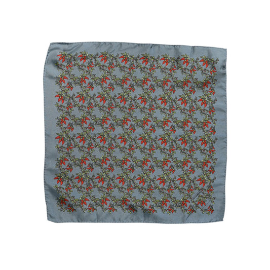 Dolce & Gabbana Gray Chilis Silk Square Men Foulard Scarf MS7339