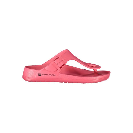Norway 1963 Pink Plastic Women Sandal with adjustable buckle and bold design, ideal for summer fashion and comfort.
