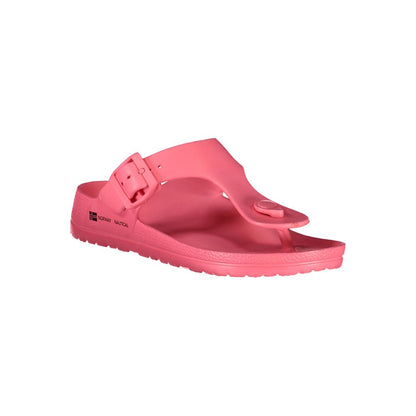 Norway 1963 Pink Plastic Women Sandal with adjustable buckle and chic design.