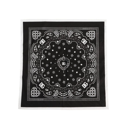 Dolce & Gabbana Black White Bandana Square Men Foulard Scarf