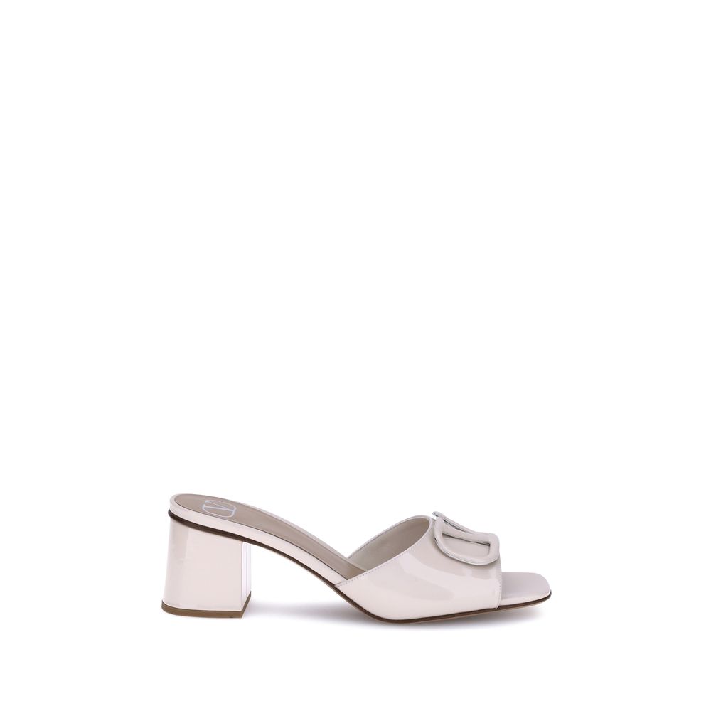 Valentino Garavani Cream Calf Leather Bos Taurus Flat Sandals