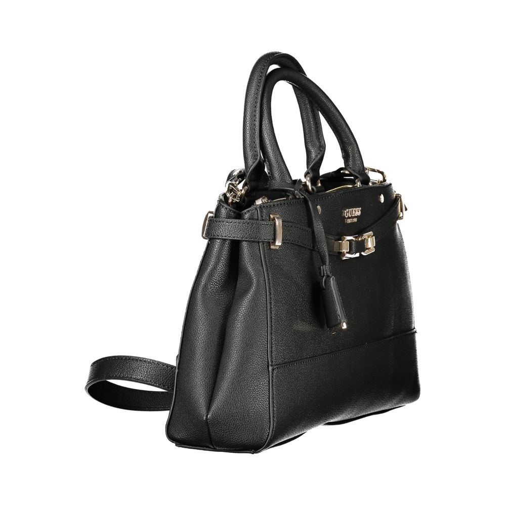 Guess Jeans Black Polyethylene Handbag with adjustable strap and pockets for versatile use.