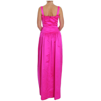 Dolce & Gabbana Pink Silk Long Sheath Ball Gown Dress