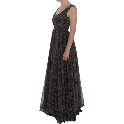 Dolce & Gabbana Dark Silk Shift Gown Full Length Dress
