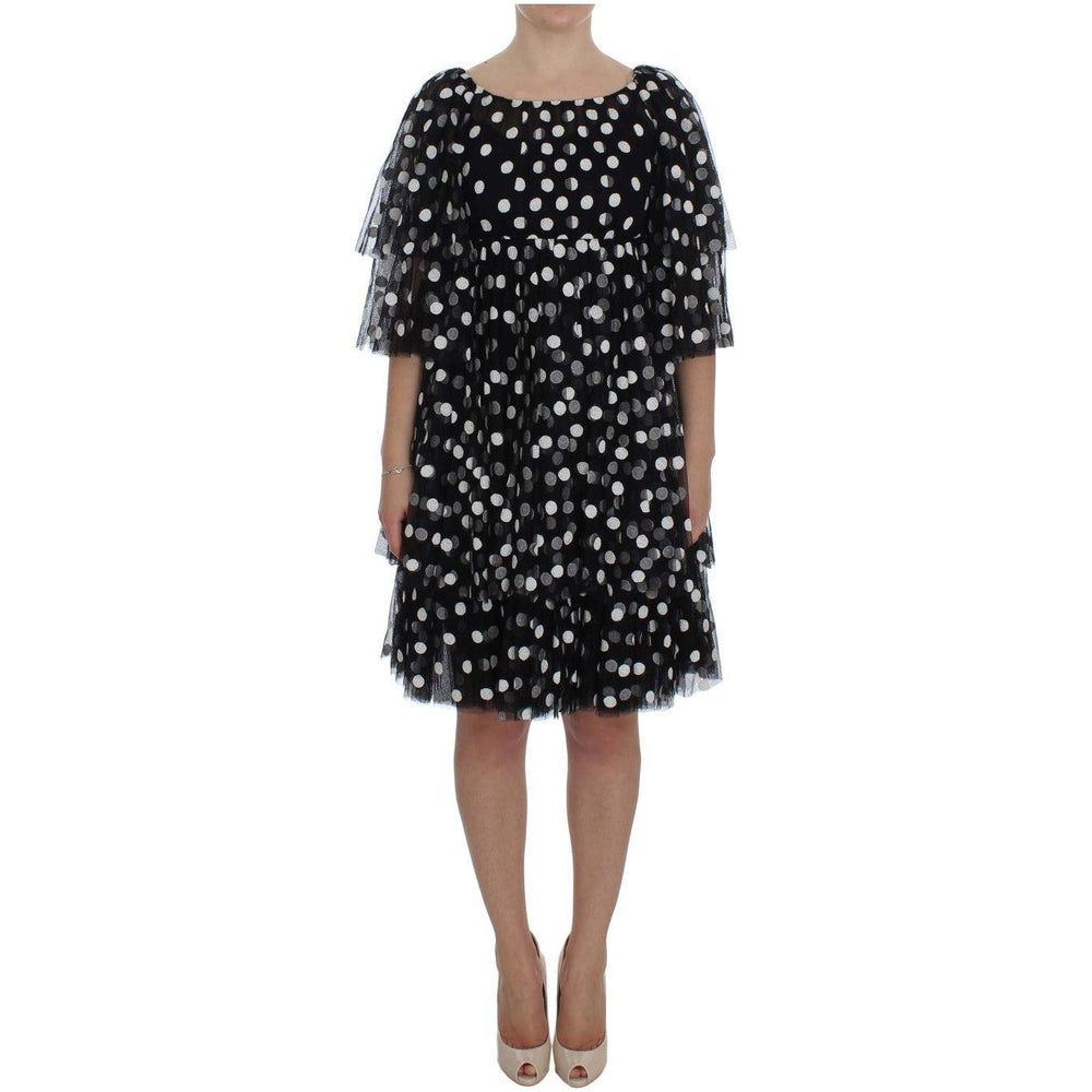 Dolce & Gabbana Elegant Polka Dotted Ruffled Dress Dolce & Gabbana Dark Gray