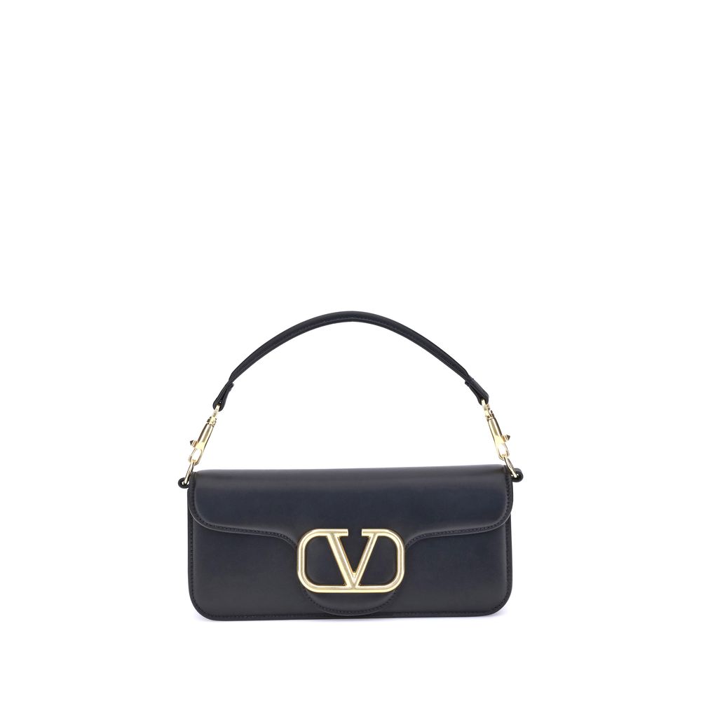 Valentino Garavani Black Calf Leather Bos Taurus Shoulder Bag