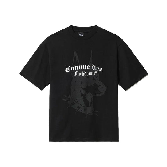 Comme Des Fuckdown Black Cotton Women T-Shirt CO-15633-XL