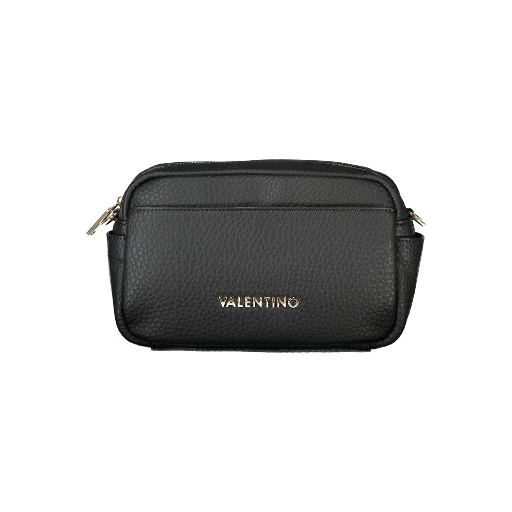 Mario Valentino Black Polyethylene Handbag with adjustable strap, external pocket, side pockets, internal pockets, and recycled material.