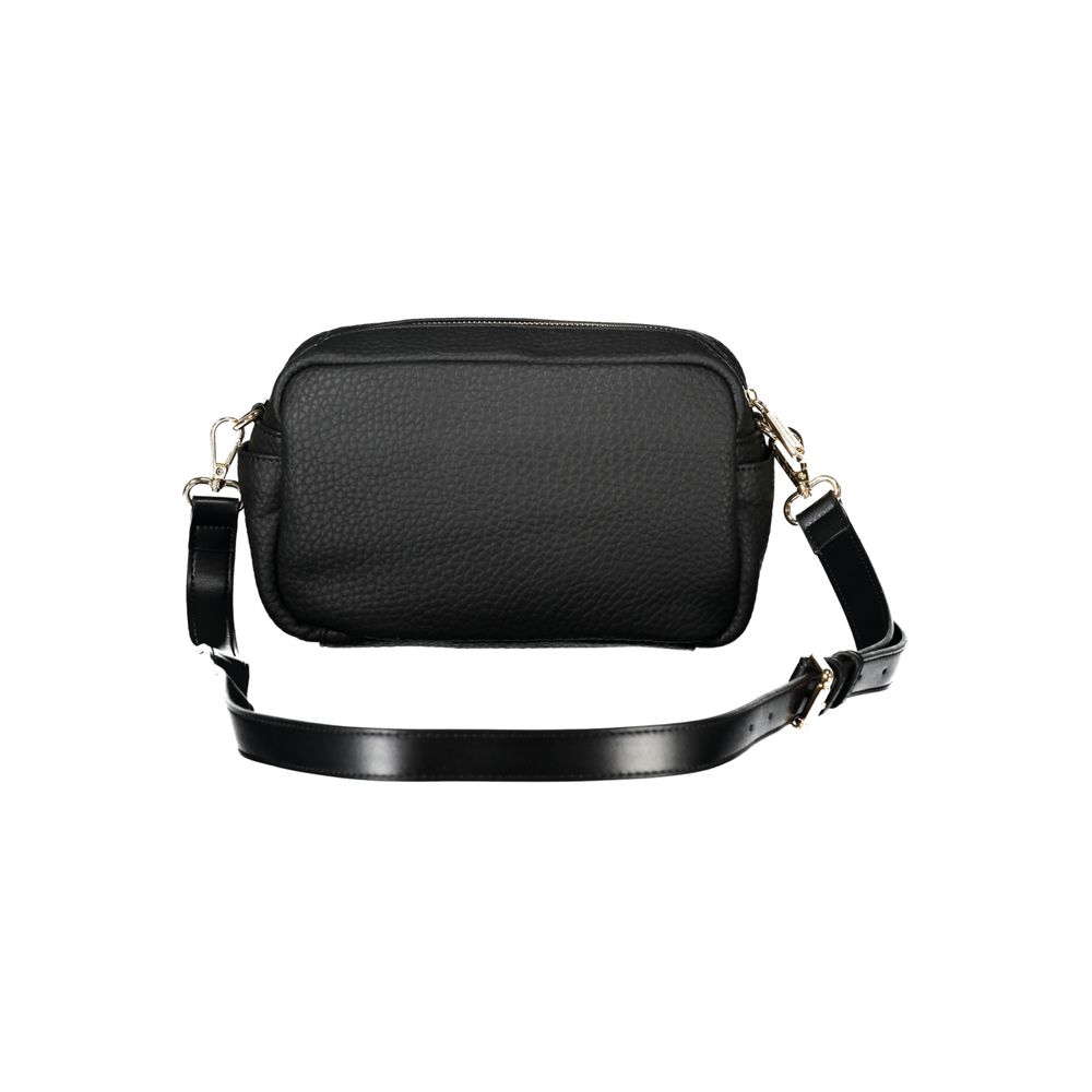 Mario Valentino Black Polyethylene Handbag with adjustable shoulder strap and multiple pockets.