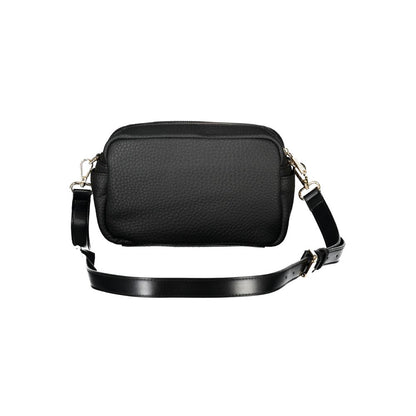 Mario Valentino Black Polyethylene Handbag with adjustable shoulder strap and multiple pockets.