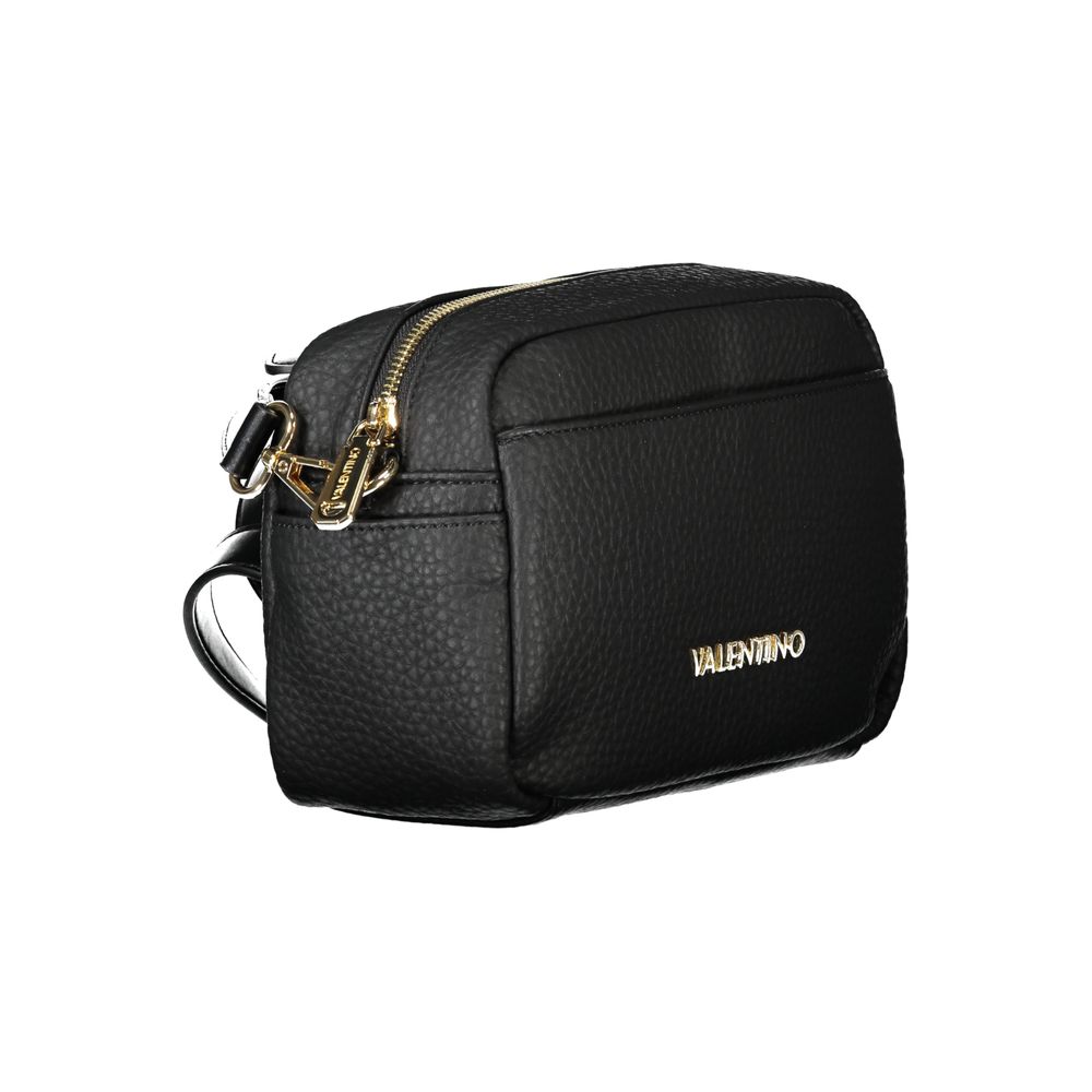 Mario Valentino Black Polyethylene Handbag with adjustable strap, external and side pockets, zip closure, and contrasting details.