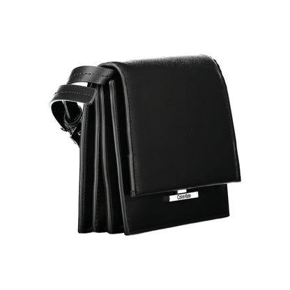Calvin Klein Black Polyethylene Handbag with adjustable shoulder strap, 3 compartments, and logo