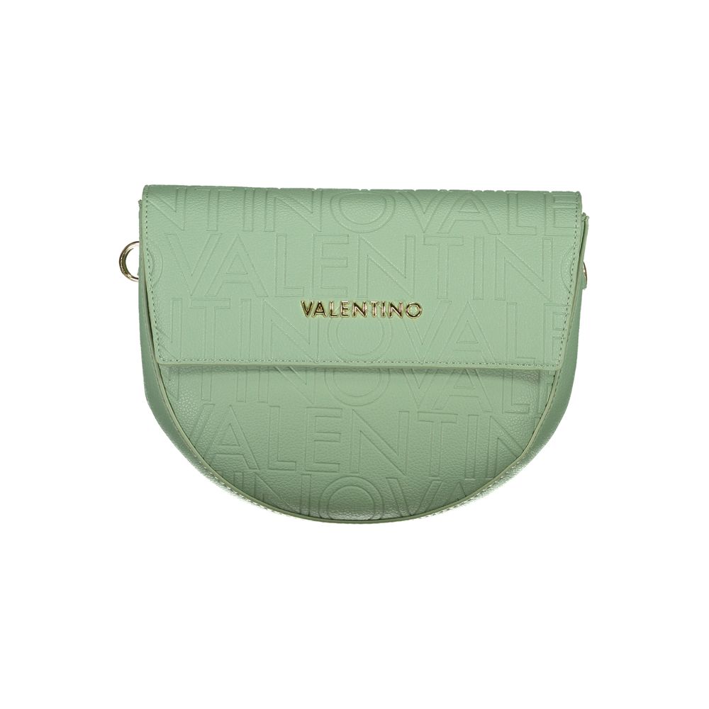 Mario Valentino Green Polyethylene Handbag with logo, adjustable straps, internal compartments, and automatic closure.