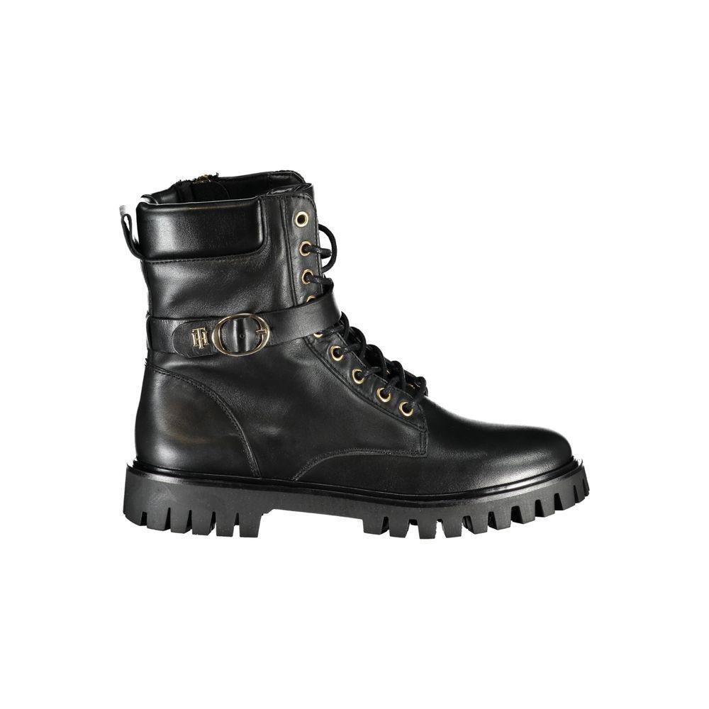 Tommy Hilfiger Black Leather Women Boot